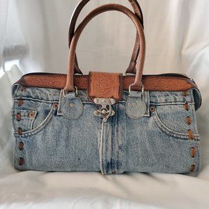 VINTAGE 1970's Levi Jean Purse with Leather Accents